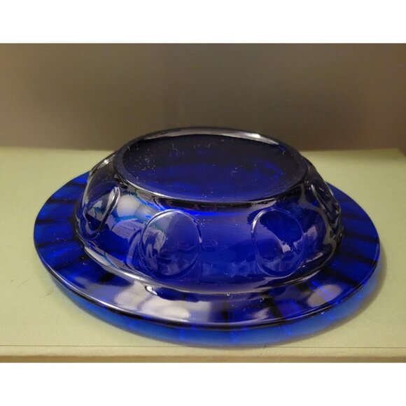 Cobalt New Martinsville Moondrop Vintage Shallow Bowl Butter Dish Bottom 1930s-4 - Picture 1 of 9